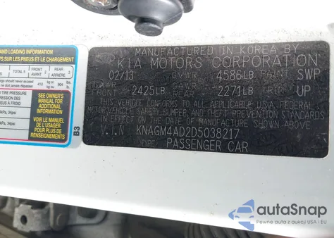 2013 Kia Optima Hybrid Lx from USA, damaged, VIN KNAGM4AD2D5038217